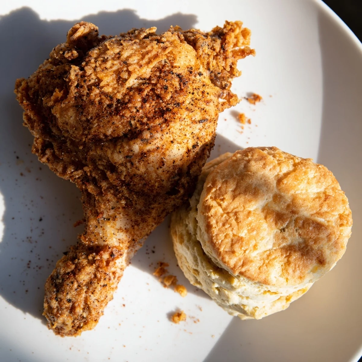 Imagine crispy, flavorful Southern fried chicken; its savory taste enhanced by warm buttermilk biscuits.