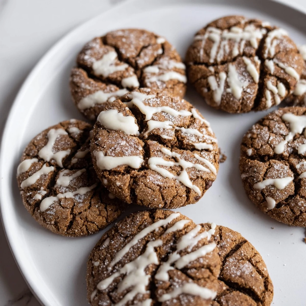 Freshly baked Gingerbread Latte Cookies, crackled tops and rich molasses aroma, perfect holiday treat.
