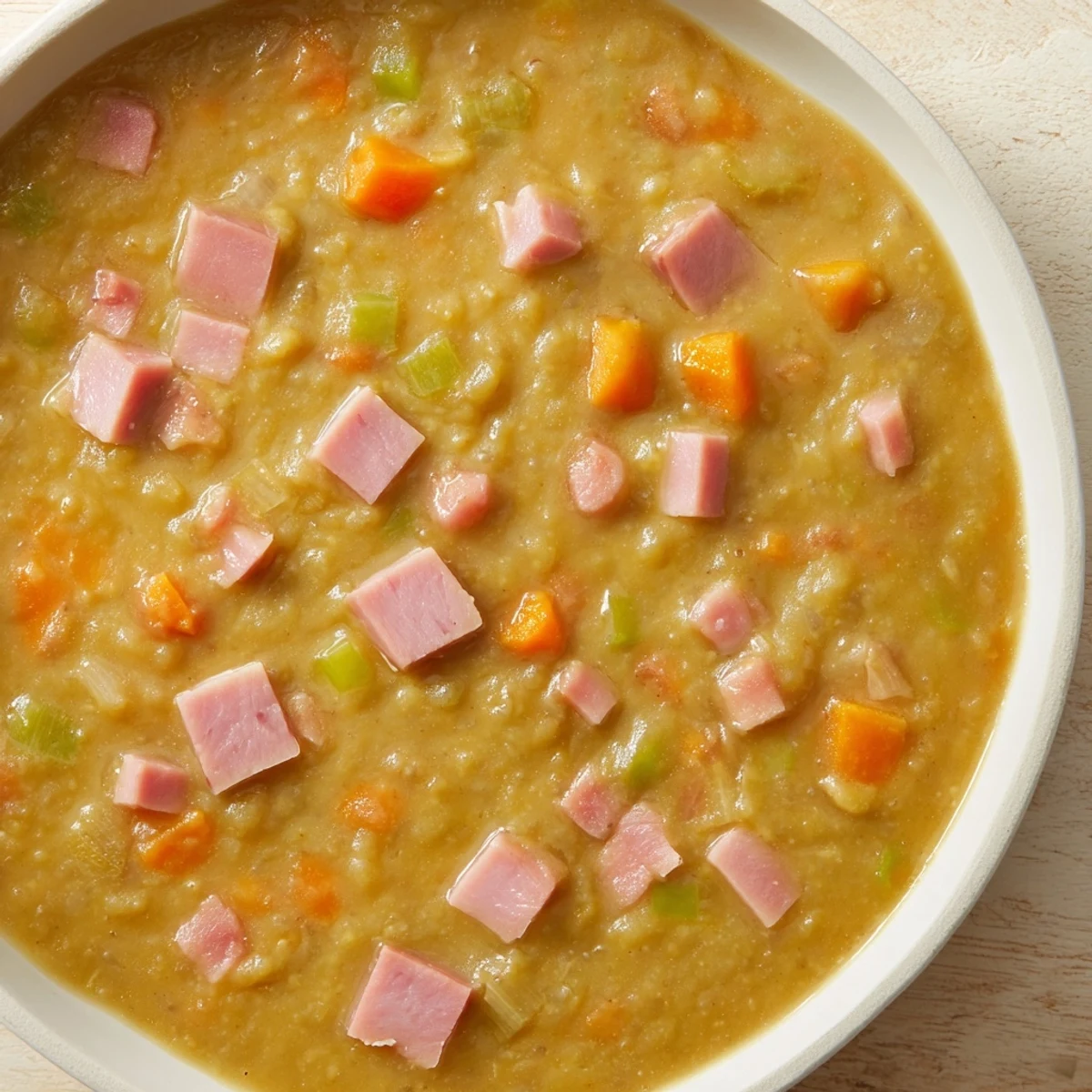 Flavorful Hearty Split Pea and Ham Soup, a hearty American classic, perfect served with crusty bread.