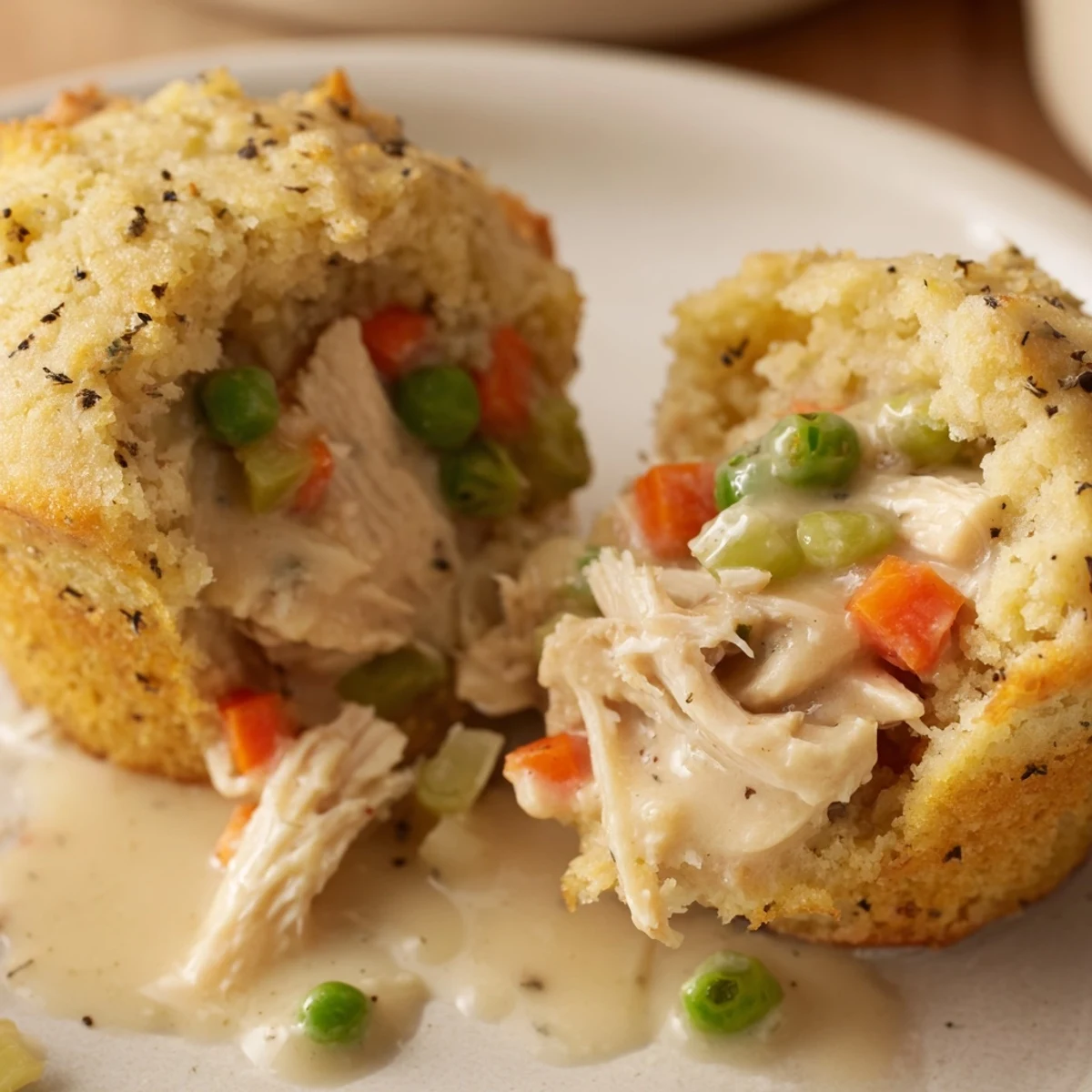 These fluffy Chicken Pot Pie Cornbread Muffins are filled with savory chicken and vegetables, perfect for any gathering.