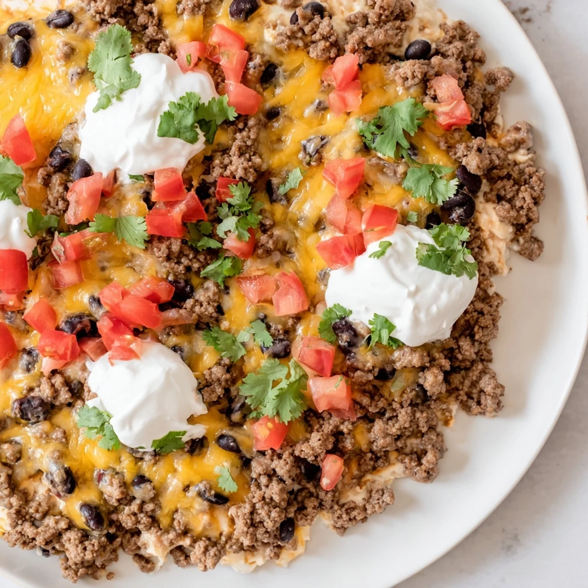 Slow Cooker Cream Cheese Taco Dip bubbling hot, ready to be scooped up with crispy tortilla chips.