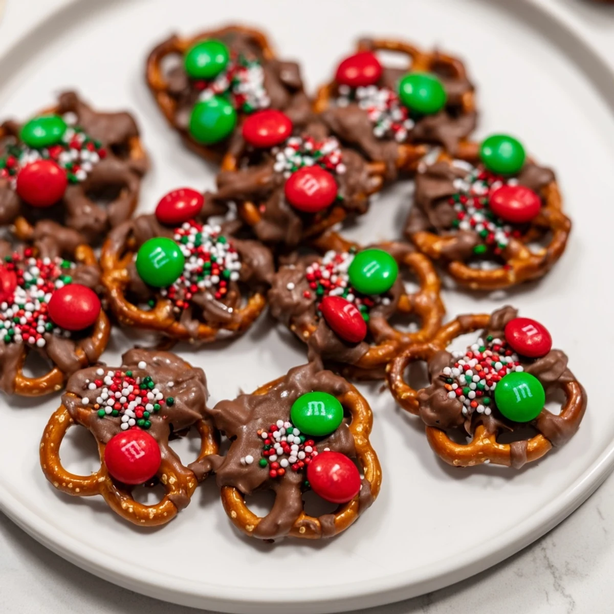 Enjoy bite-sized Air Fryer Christmas Pretzel Bites: melted chocolate and colorful sprinkles make these festive.