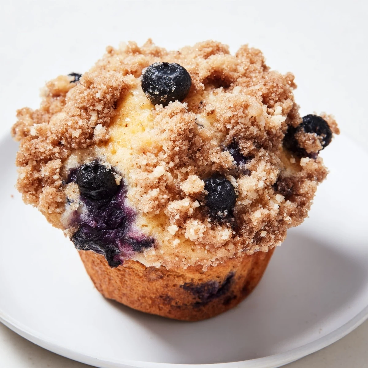 Golden-brown Budget Christmas Blueberry Muffins, topped with sparkling sugar, look delicious and smell of cinnamon.