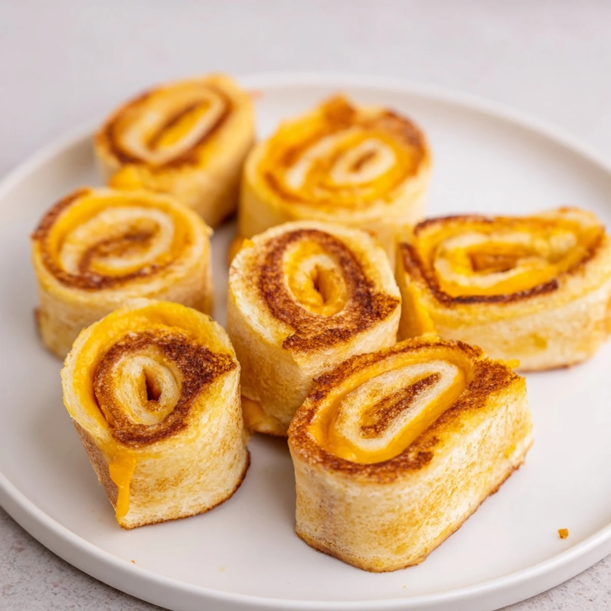 Crispy-edged Easy Christmas Grilled Cheese Rollups, filled with melted cheddar, enticing for a festive appetizer, and ready in minutes.