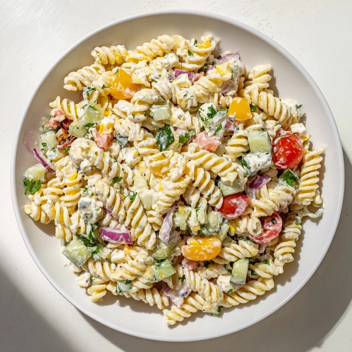 Greek Yogurt Christmas Pasta Salad