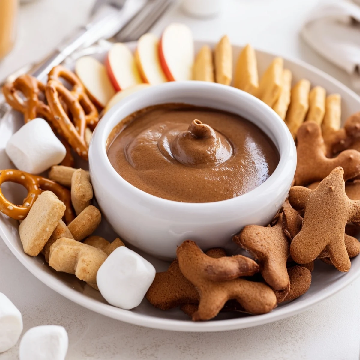 Festive close-up showing delicious Gingerbread House Dip, a perfectly shareable dessert for holidays.