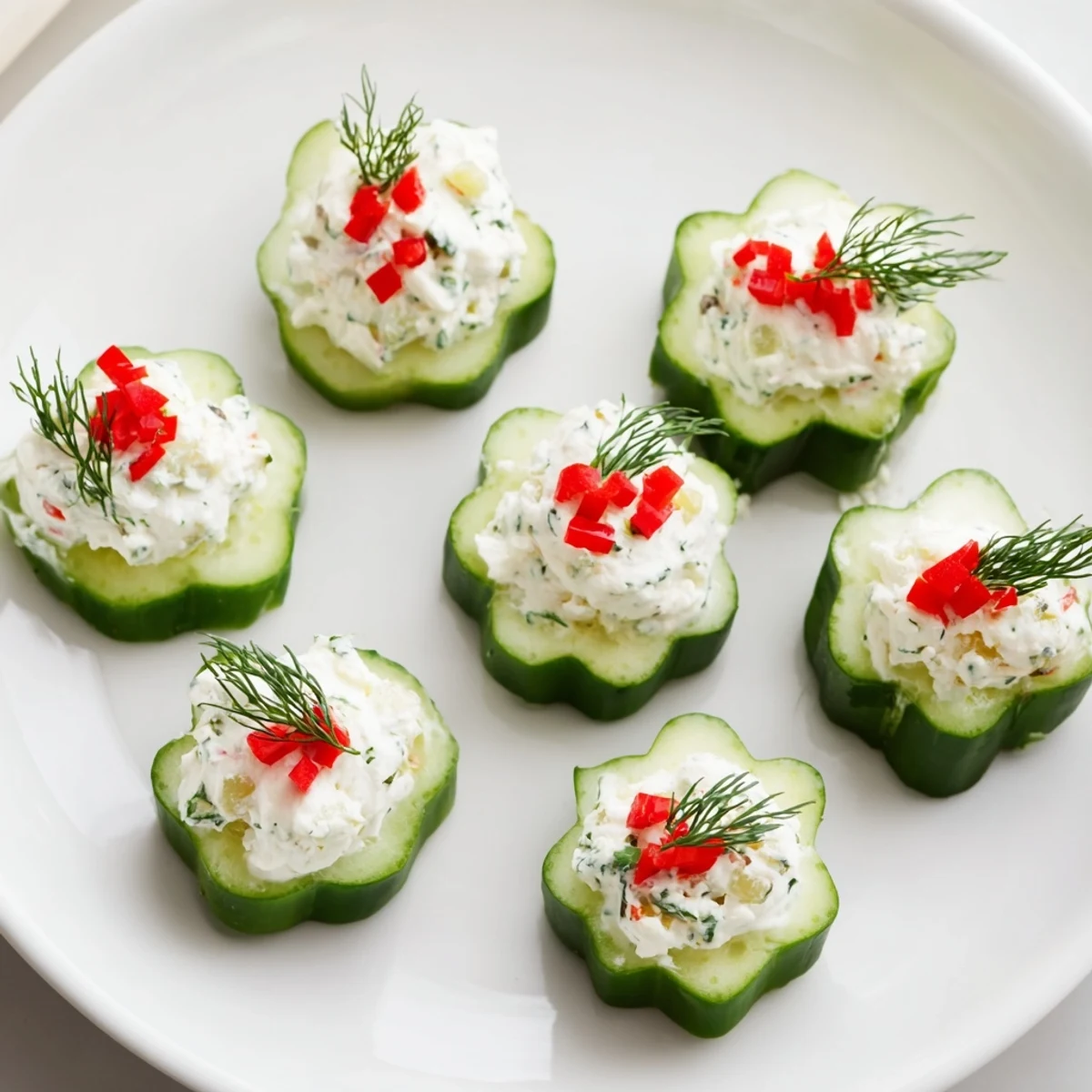 Festive Cucumber and Dill Christmas Stars, chilled and ready to serve, a delicious vegetarian appetizer for celebrations.