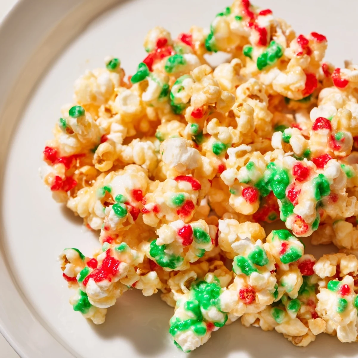 Close-up of golden popcorn piles topped with colorful sprinkles, easy and delicious party snacks.