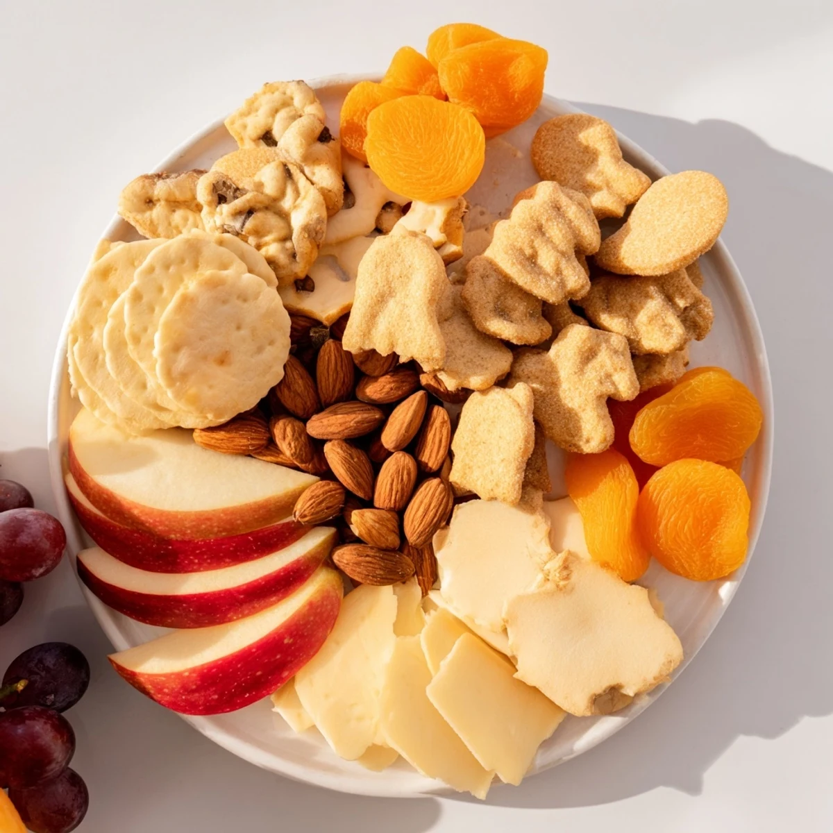 A gorgeous overhead shot of The Gilded Acorn charcuterie board, packed with golden almonds and cheese.