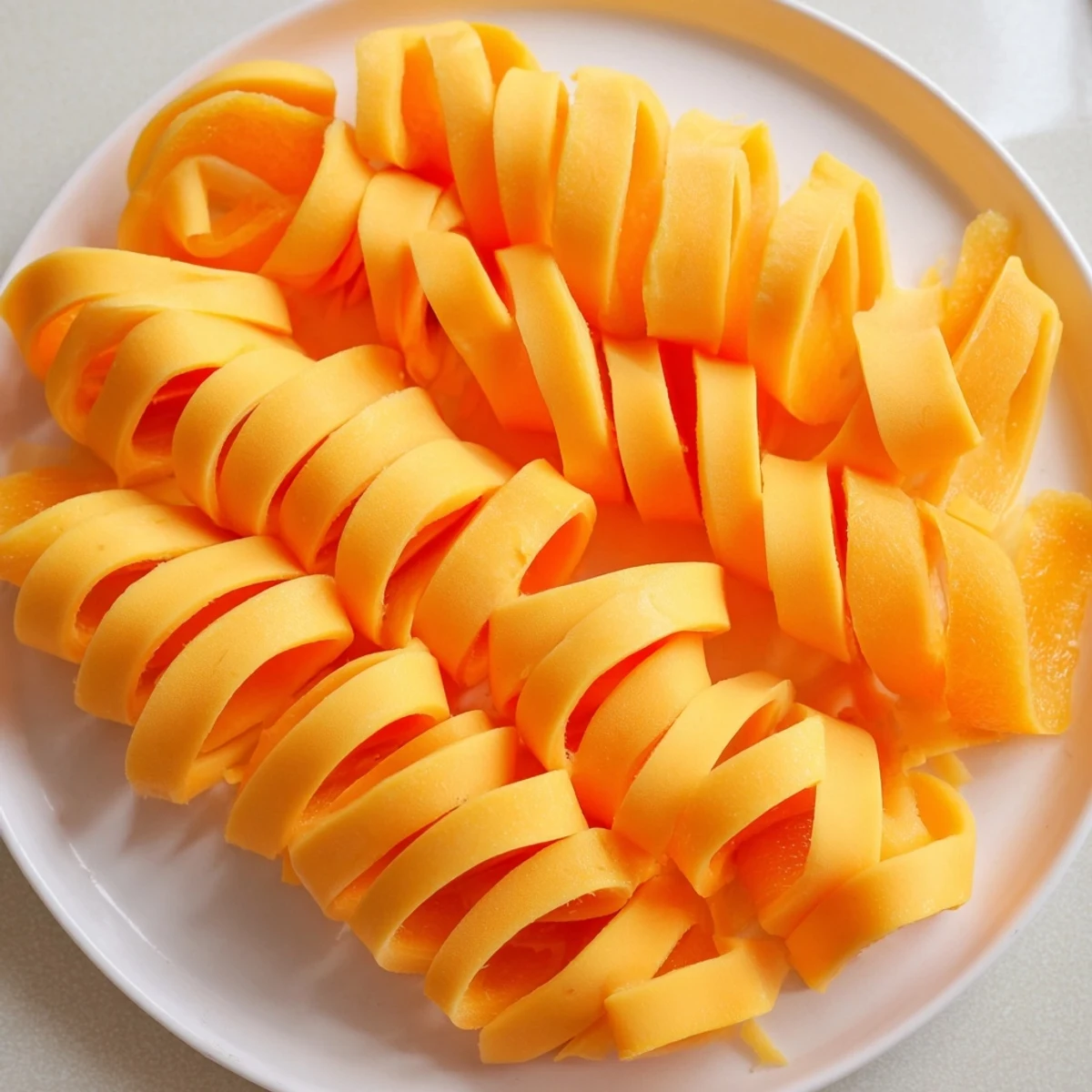 Brightly-colored Copper Coil appetizer, showcasing layers of sharp cheddar and sweet apricot spirals.