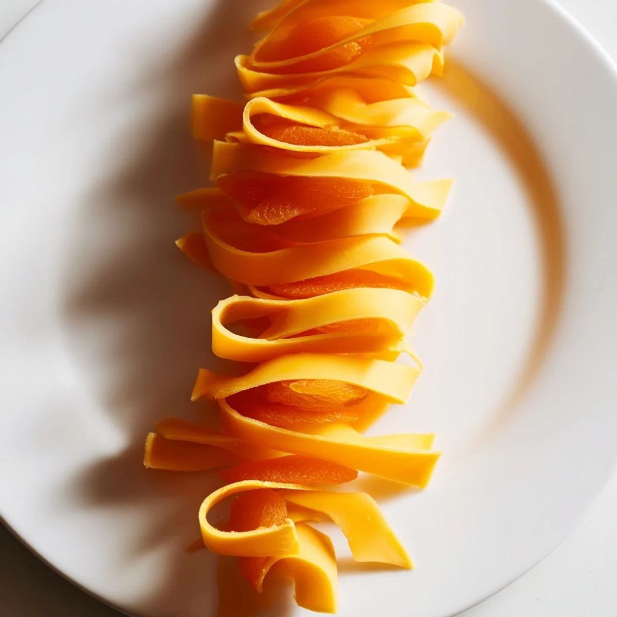 Appetizing photo of the Copper Coil: showcasing golden cheddar beautifully layered with dried apricots.