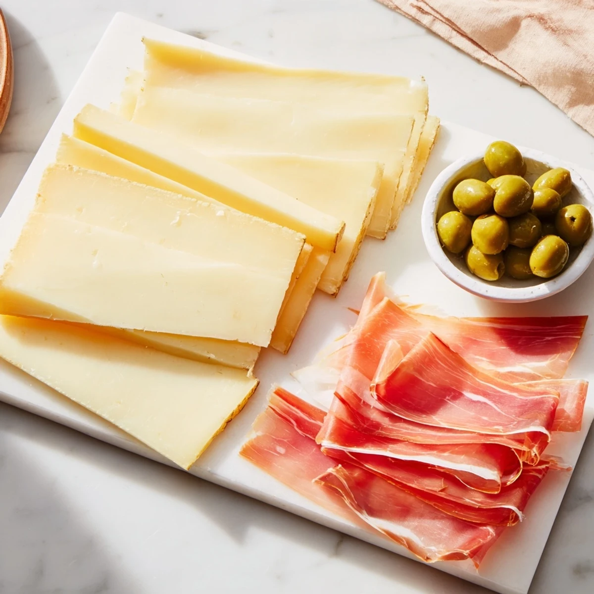 Elegant cheese charcuterie olives