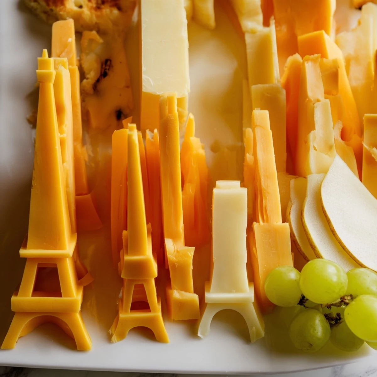 The Skyline Silhouette cheese platter, beautifully arranged with iconic building shapes, ready to serve.