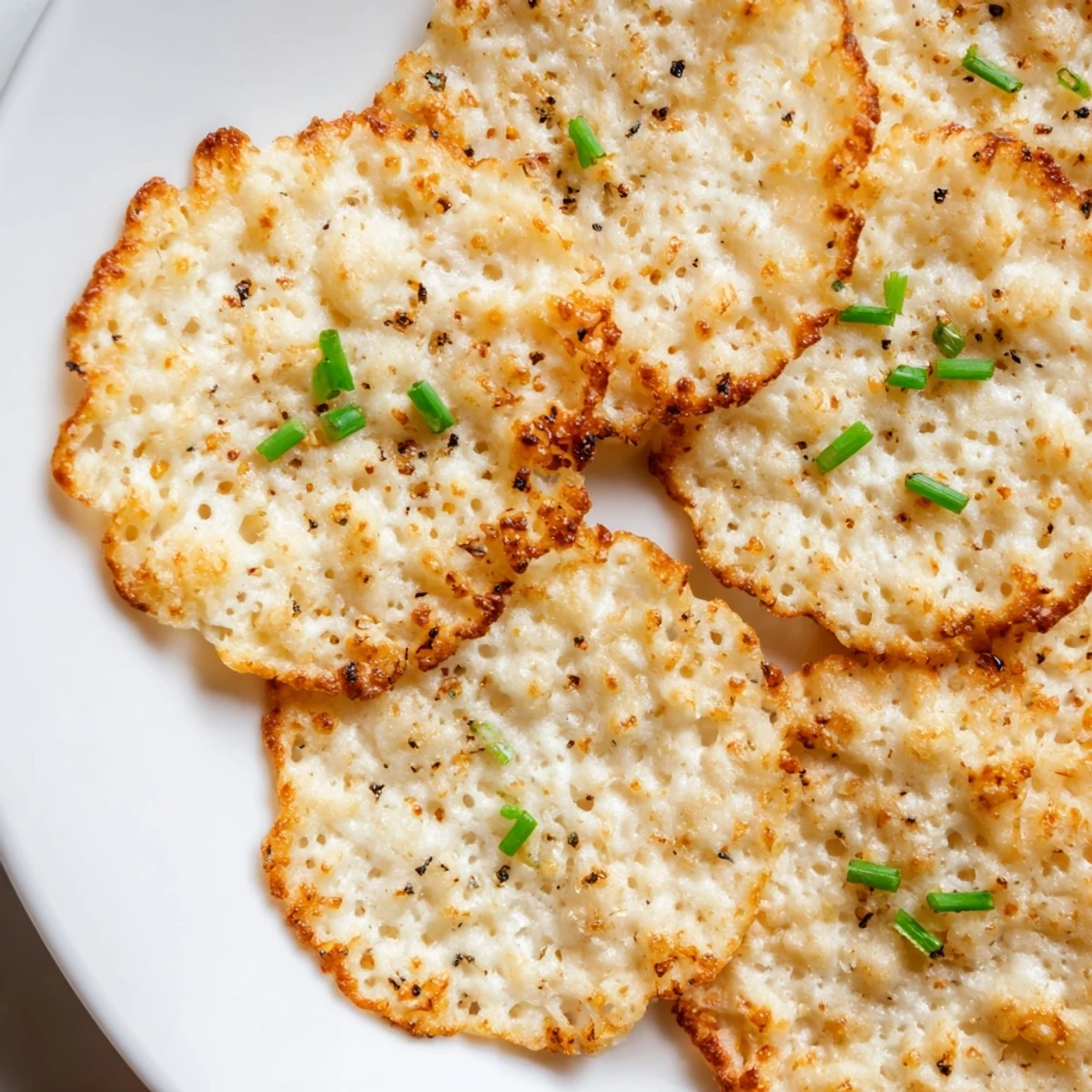 A close-up of delicious, savory cottage cheese chips ready to be served and enjoyed.