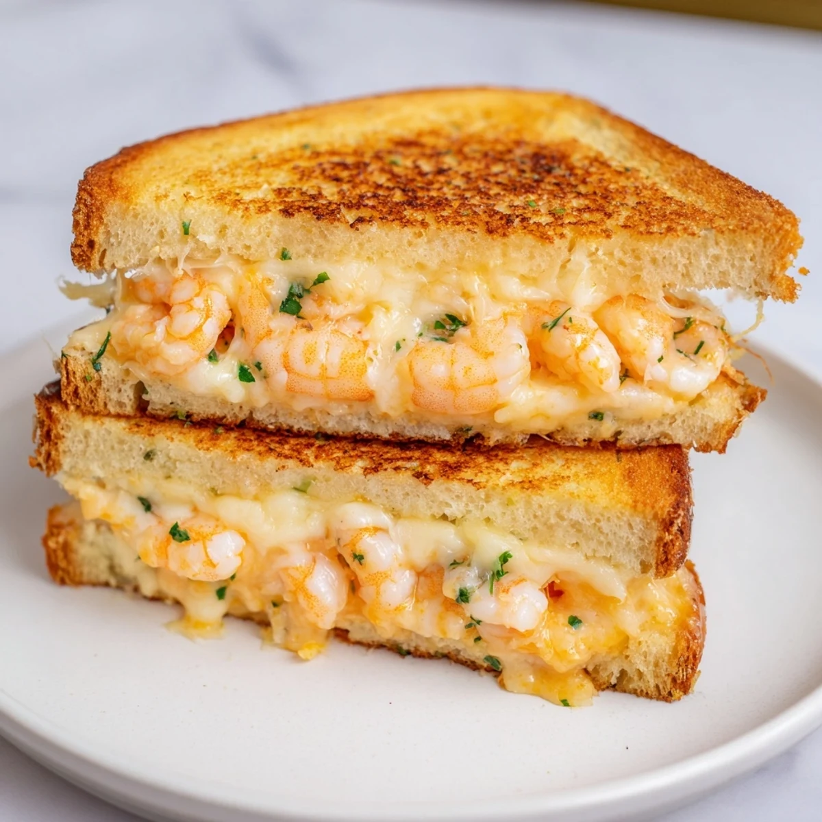 Golden, bubbly Quick Shrimp Grilled Cheese oozes its cheesy, seafood-infused goodness onto the griddle.