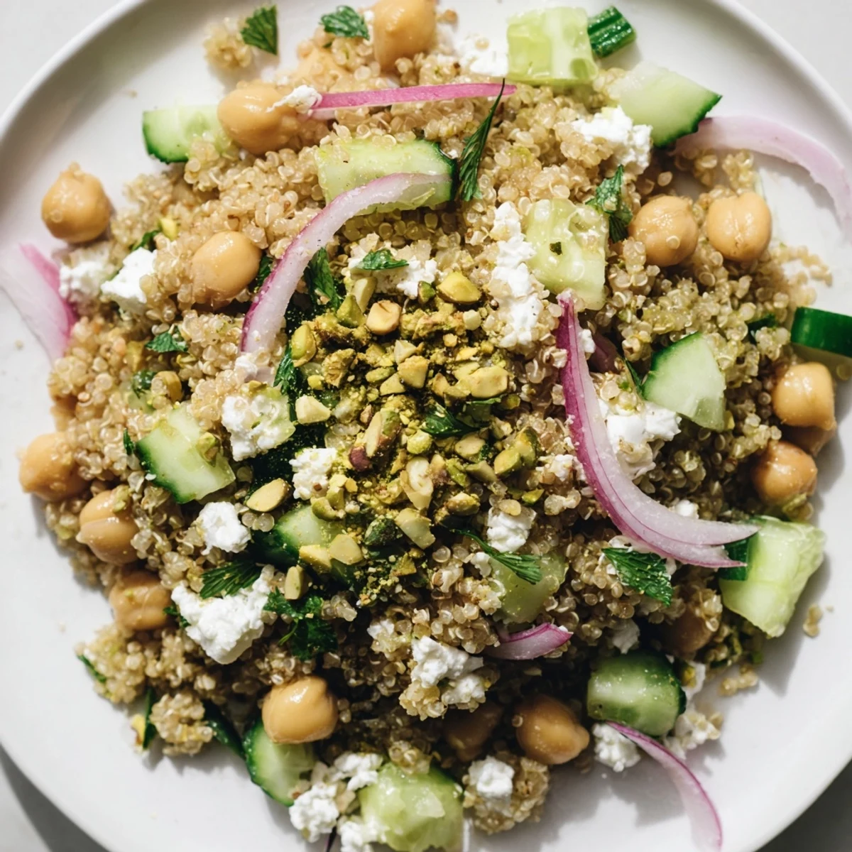 Refreshing Jennifer Aniston Salad: imagine the bright flavors of cucumber, mint and a lemony dressing enhancing the taste.