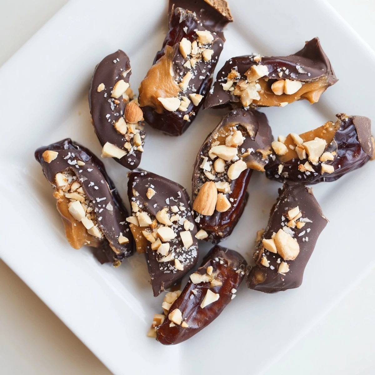 Frozen Date Bark Snickers-Style bark, with visible peanuts, is perfect for a quick and easy dessert.