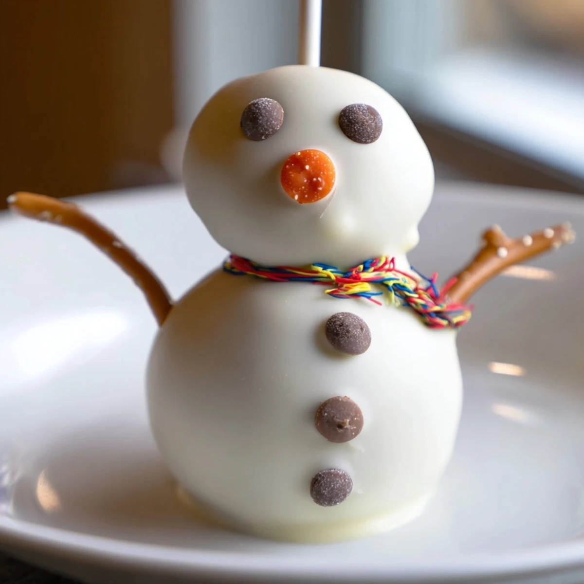 Oreo Snowman Cake Pops, coated in white chocolate, ready for a winter holiday treat.