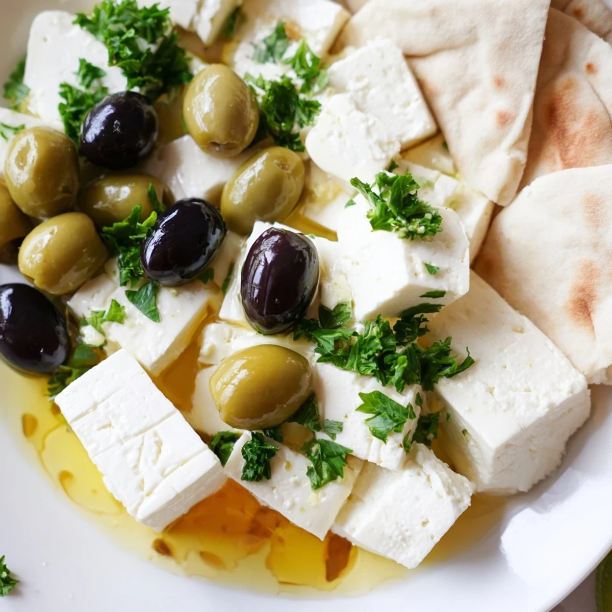 Enjoy a beautiful Turkish olives and cheese board, a flavorful mix of salty olives and savory cheeses.
