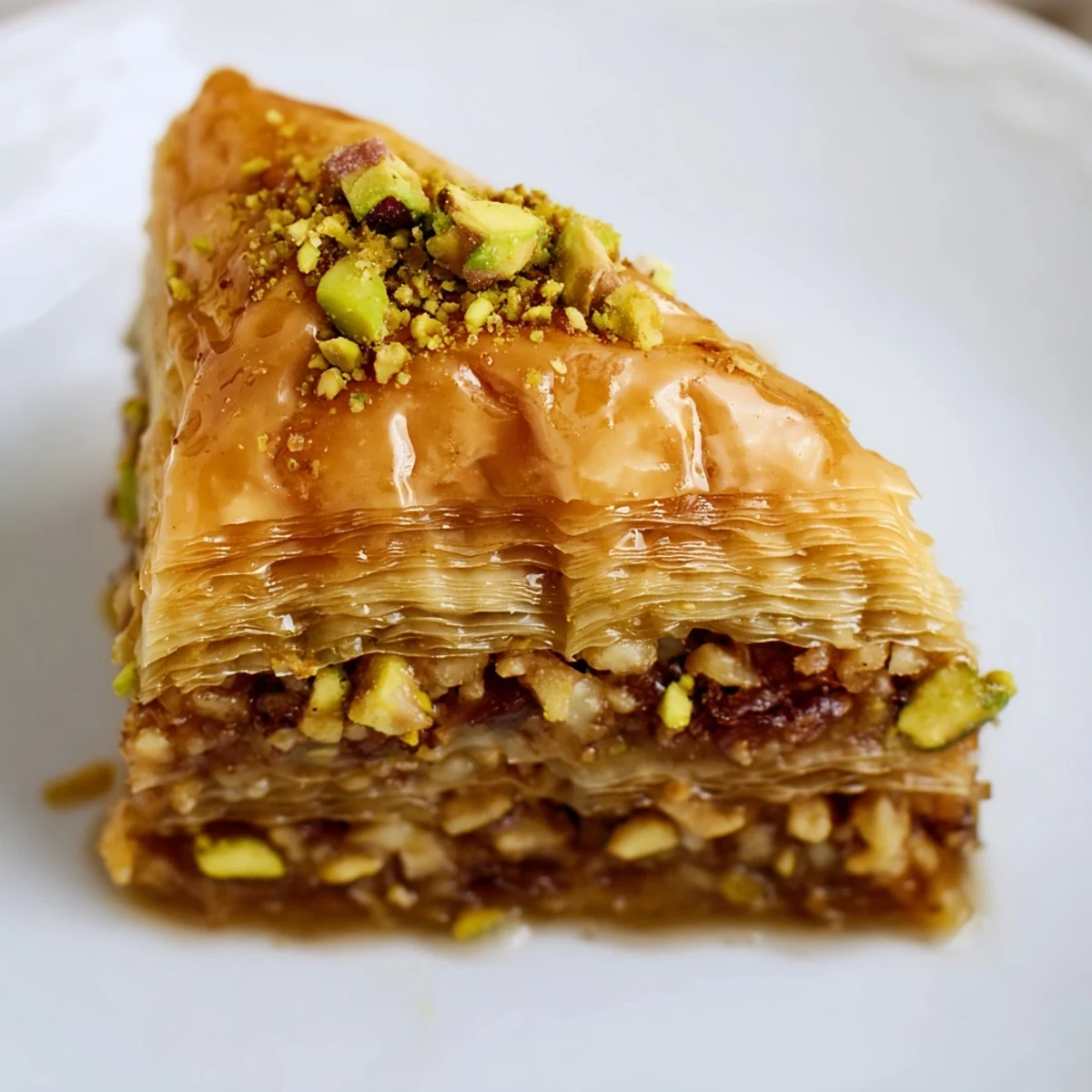 Golden-brown Turkish hazelnut & pistachio baklava, a sweet layered dessert with a honey syrup glaze.