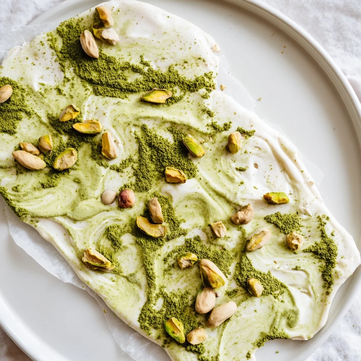 Delicious, homemade Pistachio Matcha White Chocolate, offering a delightful mix of sweet, earthy, and nutty flavors.