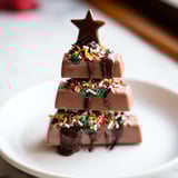 Sweet, chocolatey Chocolate Kinder Christmas Trees ready to be eaten, with star-topped, stacked treats.