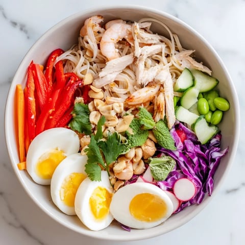 Vibrant Asian Fusion Noodle Bowl Board: imagine colorful noodles, crisp veggies, and savory chicken delights.