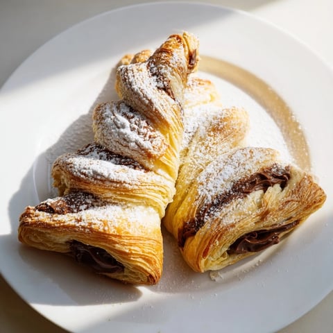 Golden-brown Nutella Pastry Christmas Trees, perfect for holiday gatherings, arranged on a baking sheet.