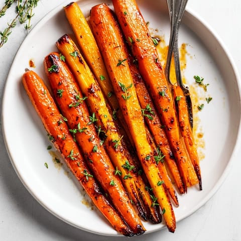 Oven-roasted Maple Glazed Roasted Carrots and Parsnips glistening, an easy vegetarian side dish.