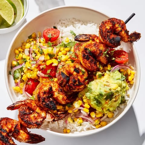 Grilled Shrimp Avocado Corn Bowl