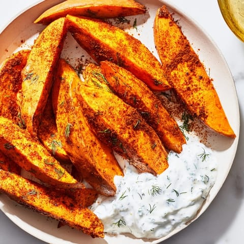 Roasted sweet potato wedges