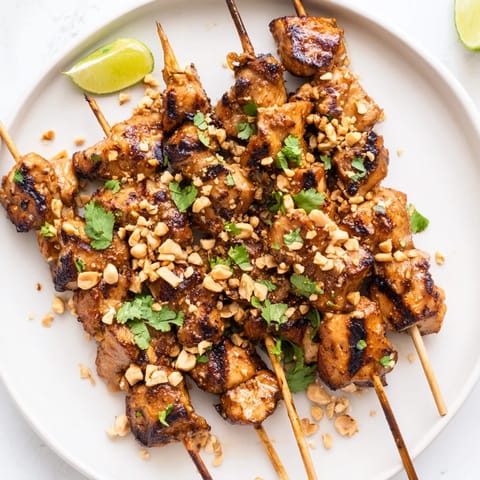 Spicy Peanut Chicken Skewers