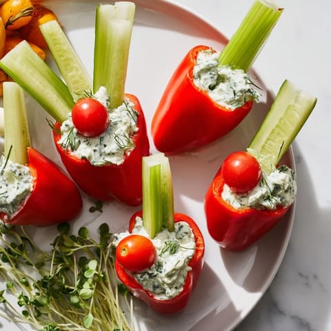 These colorful Blooming Tulip Veggie Cups showcasing red and yellow bell peppers and vibrant fillings are delicious!