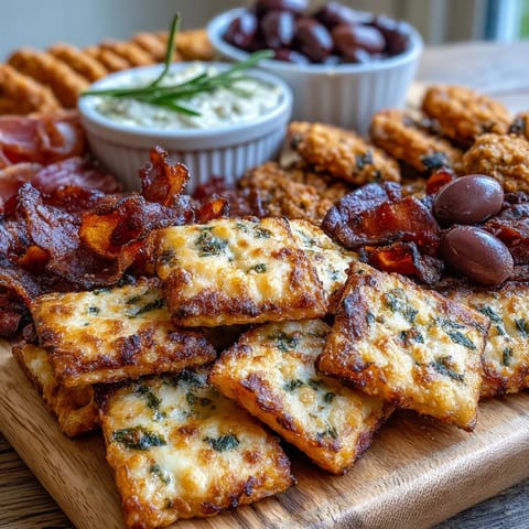 Crispy homemade Garlic Parmesan Sourdough Cheez-Its with golden edges and a savory garlic-cheese aroma.