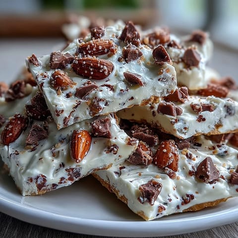 High-protein cottage cheese cookie dough Greek yogurt bark with chocolate chips, a creamy frozen treat.