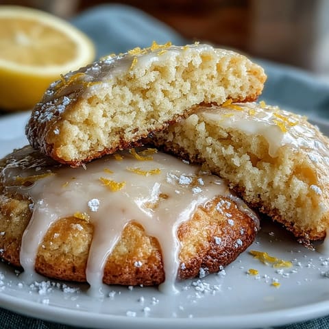 Soft cottage cheese lemon sugar cookies with tangy glaze, perfectly moist and zesty, ready for a sweet afternoon treat.