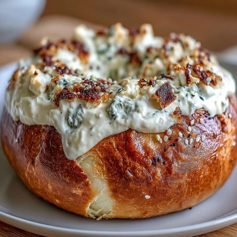 Soft, chewy high-protein bagels served with creamy Greek yogurt dip bursting with everything bagel flavor.  