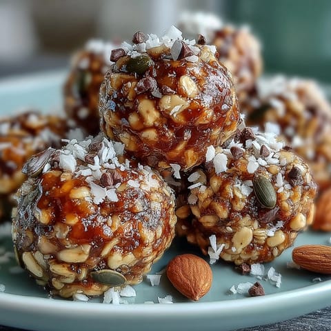 Nut-free energy balls with oats and honey, chewy and wholesome, studded with sunflower seeds and mini chocolate chips.