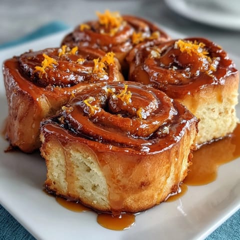 Fluffy overnight orange rolls with fresh zest, drizzled in citrus glaze, ready for a bright morning breakfast.  