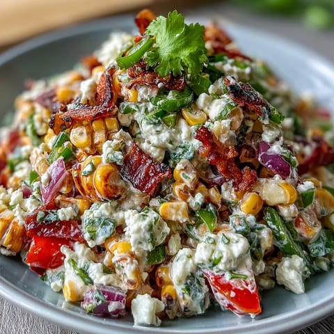 Mexican Street Corn Salad in a white bowl, topped with crumbled Cotija cheese and fresh cilantro, served with lime wedges on the side.
