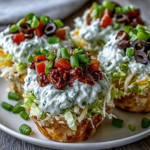 Festive Easy Taco Dip Cups layered with refried beans, creamy cheese blend, and fresh veggies in individual cups.  