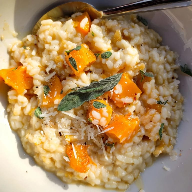Comforting pumpkin sage risotto, creamy and flavorful, ideal for festive fall meals.