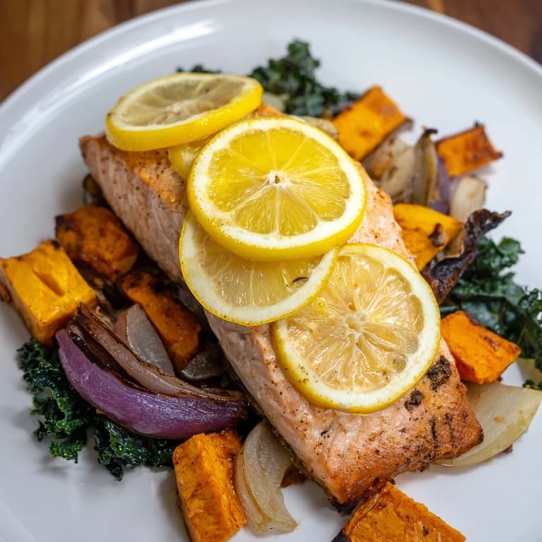 Easy one-pan sheet-pan salmon recipe showing perfectly cooked, flavorful root vegetables, ready to eat.
