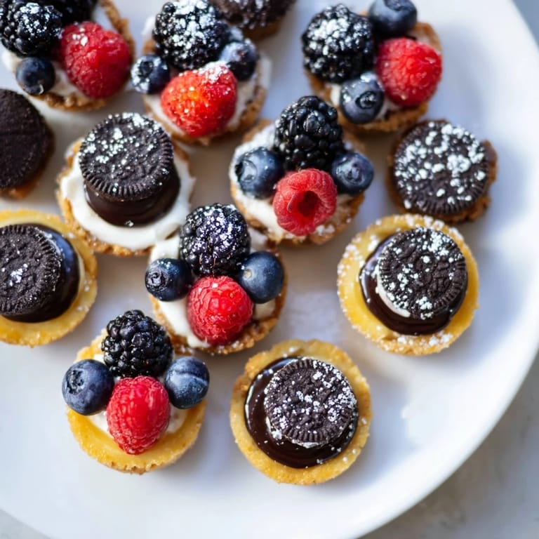 Beautiful close-up of a Mini Dessert Bites Trio, perfect party desserts with various tasty toppings.