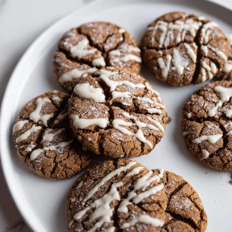 Freshly baked Gingerbread Latte Cookies, crackled tops and rich molasses aroma, perfect holiday treat.