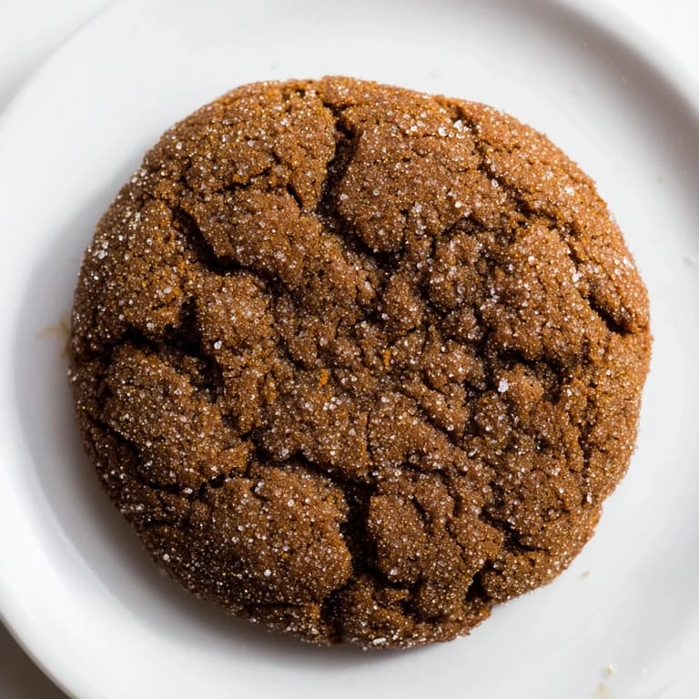 Close-up of freshly baked Chewy Soft Molasses Cookies, showing their crinkled tops and soft texture.