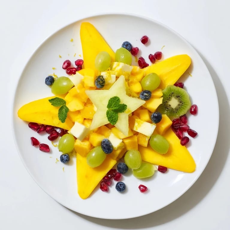 See a stunning array: the pomegranate and mint star fruit platter offers refreshing flavors and textures.