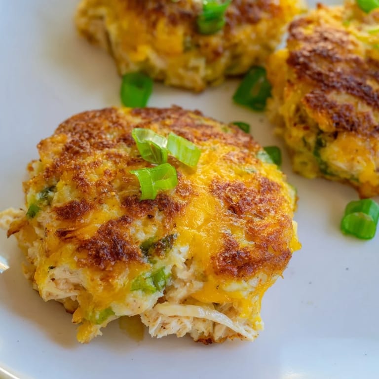 Freshly fried potato and chicken cakes feature tender, shredded chicken; flavorful, comforting meal idea.