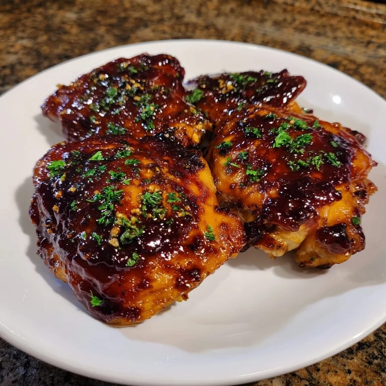 A close-up of tender Jam in Coffee Style Glazed Chicken, showcasing a beautiful, caramelized exterior, perfect for dinner.