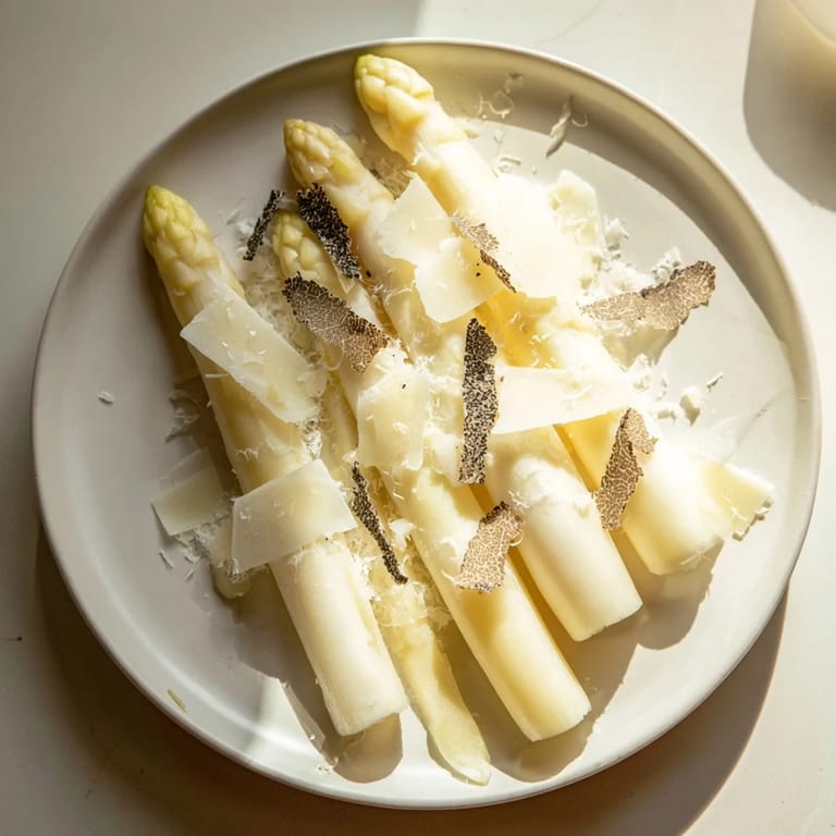 The Silver Birch dish: creamy burrata and asparagus artfully arranged and drizzled with truffle dressing.